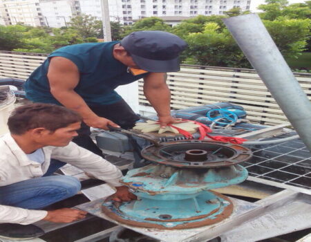 5.งานปรับปรุงและติดตั้งท่อ HDPE และอุปกรณ์ของ ระบบ Cooling Tower